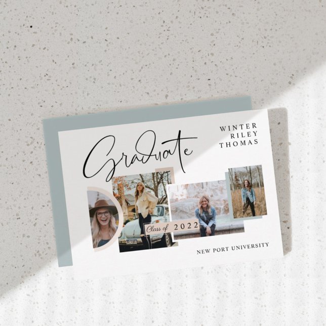 Invitación Graduación moderna y elegante de cuatro Collages d (Subido por el creador)