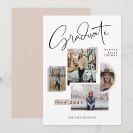 Invitación Graduación moderna y elegante de cuatro Collages d