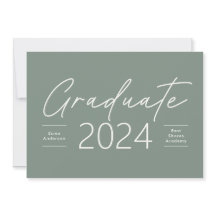 Graduación moderna y elegante guión sage verde