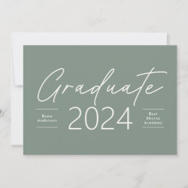 Invitación Graduación moderna y elegante guión sage verde