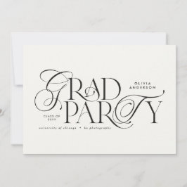 Invitación Graduación moderna y elegante tipografía blanco y
