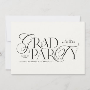 Invitación Graduación moderna y elegante tipografía blanco y