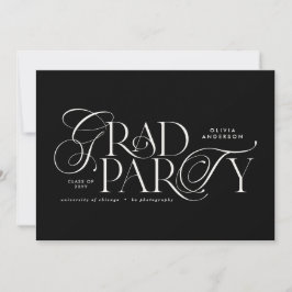Invitación Graduación moderna y elegante tipografía blanco y