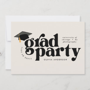 Invitación Graduación moderna y elegante tipografía blanco y 