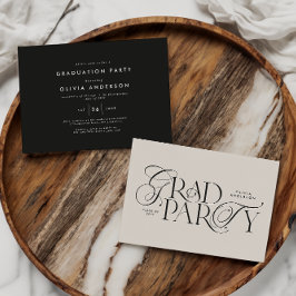 Invitación Graduación moderna y elegante tipografía blanco y
