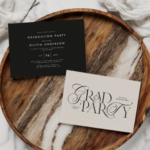 Invitación Graduación moderna y elegante tipografía blanco y 