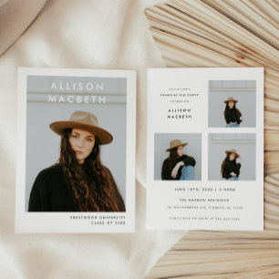 Invitación Graduación Moderna y Minimalista con Múltiples Fot