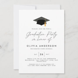Invitación graduación moderno simple y elegante fiesta burdeo