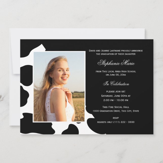 Invitación Graduación multifotografía de impresión en vaca (Anverso)