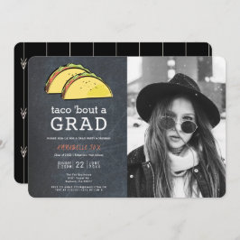 Invitación Graduación negra de Taco Bout GRAD Photo Chalkboar