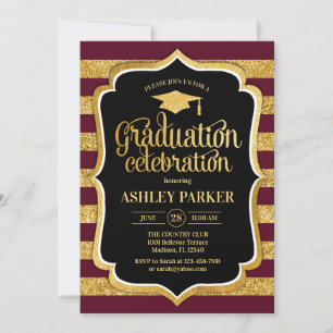 Invitación Graduación - Negro de oro de Borgoña