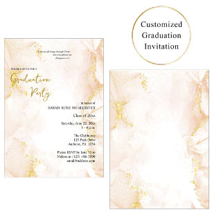 Invitación Graduación Ortodoxa Cristiana 2026 de melocotón y 