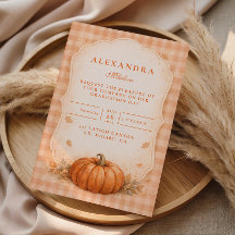 Graduación Otoñal de Calabaza Gingham Rústica