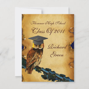Invitación GRADUACIÓN OWL PARCHMENT WAX SEAL MONOGRAM Felt