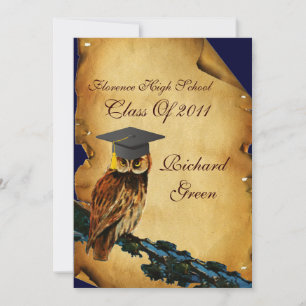 Invitación GRADUACIÓN OWL PARCHMENT WAX SEAL MONOGRAM Felt