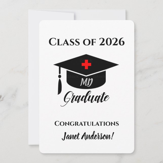 Invitación Graduación para Médica médico (Anverso)