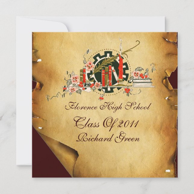 INVITACIÓN GRADUACIÓN PARCHMENT RED WAX SEAL MONOGRAM (Anverso)