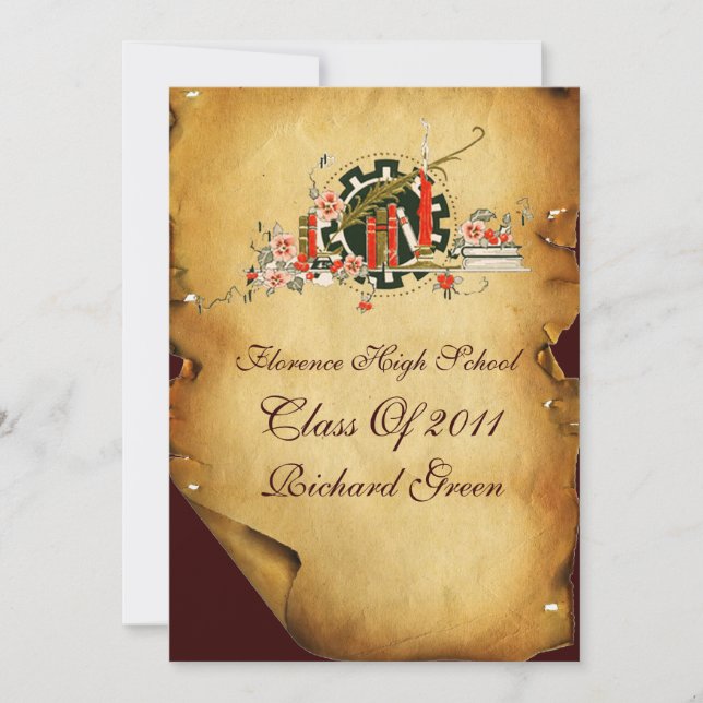 INVITACIÓN GRADUACIÓN PARCHMENT RED WAX SEAL MONOGRAM (Anverso)