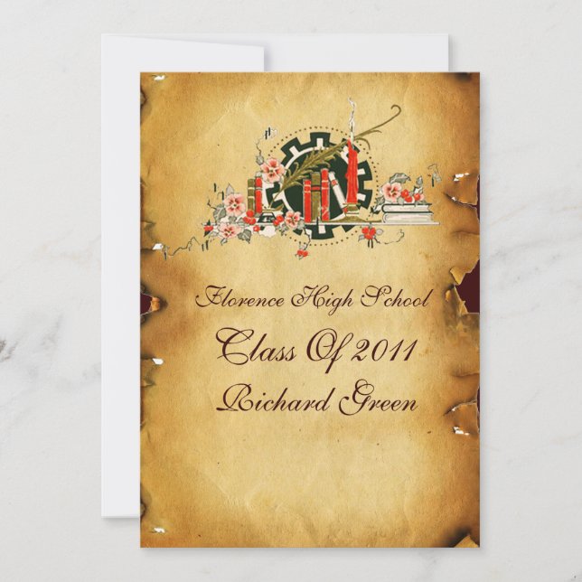INVITACIÓN GRADUACIÓN PARCHMENT RED WAX SEAL MONOGRAM INVITE (Anverso)