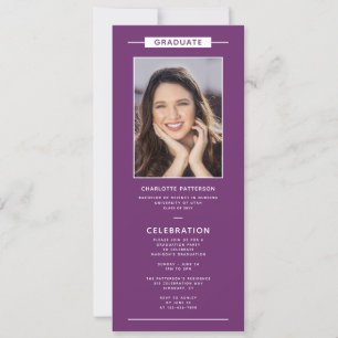 Invitación Graduación Parte Simple Foto Moderna Código QR