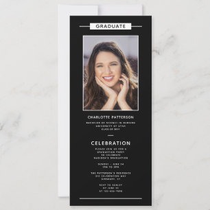 Invitación Graduación Parte Simple Foto Moderna Código QR