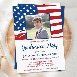 Invitación Graduación Patriótica Bandera Estadounidense Foto