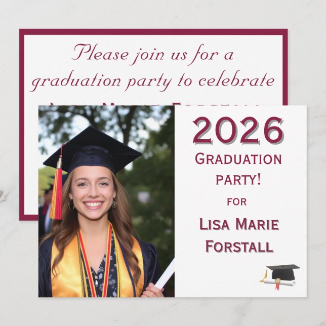 Invitación Graduación personalizable  (Anverso / Reverso)