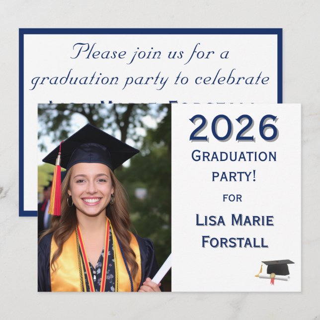 Invitación Graduación personalizable  (Anverso / Reverso)