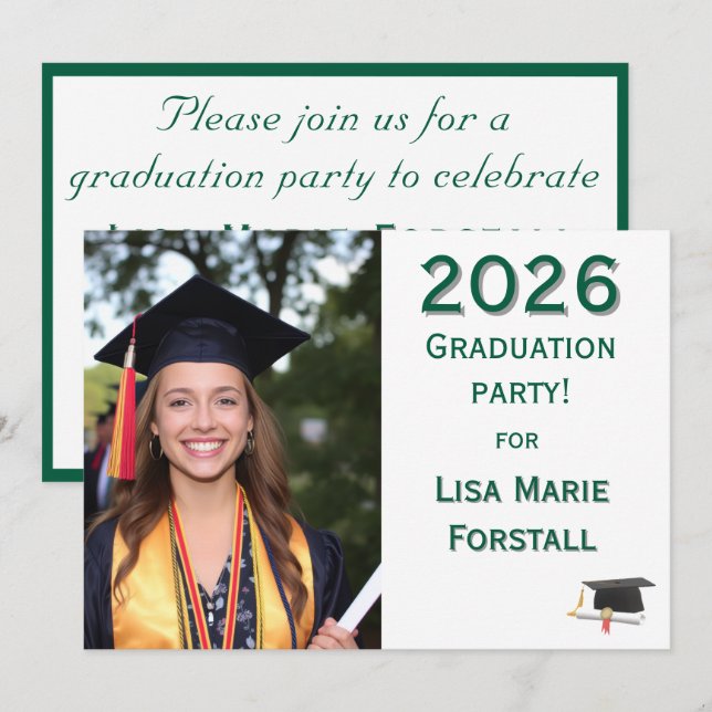 Invitación Graduación personalizable  (Anverso / Reverso)