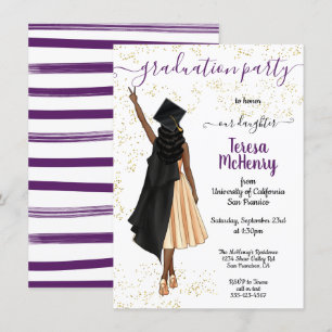 Invitación Graduación personalizada de Chicas afroamericanos 