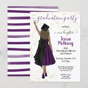 Invitación Graduación personalizada de Chicas tostado afroame