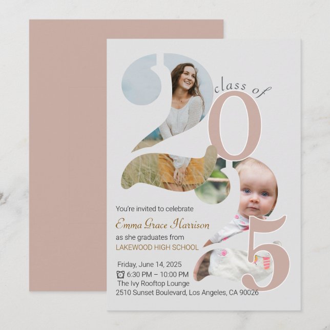 Invitación Graduación personalizada de clase 2025 (Anverso / Reverso)