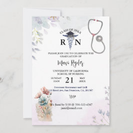 Invitación Graduación personalizada de Enfermería acuarela FI