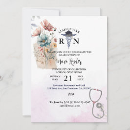 Invitación Graduación personalizada de Enfermería acuarela FI