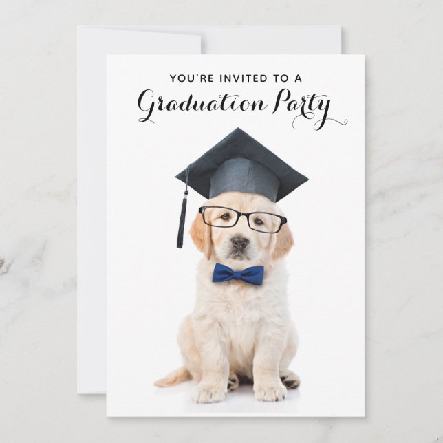 Invitación Graduación personalizada de graduado de perros con (Anverso)