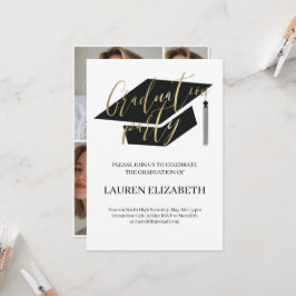 Invitación Graduación personalizada moderna y casual con 4 fo