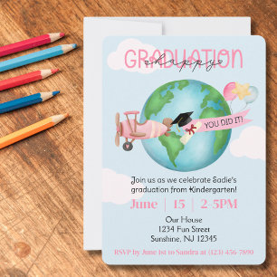 Invitación Graduación personalizado, Código QR, Foto, Avión r
