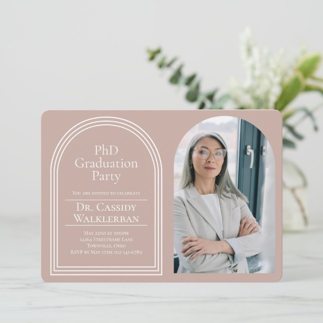 Invitación Graduación PhD de Arch Photo (Anverso de pie)