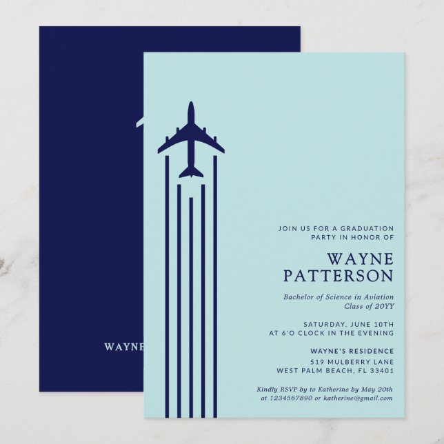 Invitación Graduación piloto de la Escuela de Vuelos de Aviac (Anverso / Reverso)