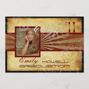 Invitación Graduación PixDezines 2011, Rayos Vintage / Retro