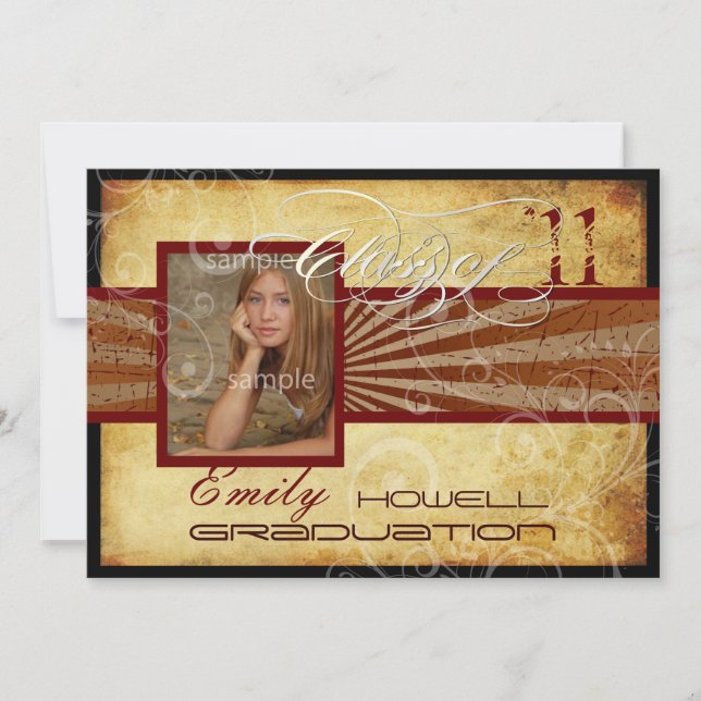 Invitación Graduación PixDezines 2011, Vigas Vintage/Retro (Anverso)