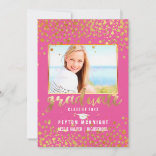Invitación Graduación PixDezines Faux Gold Confetti