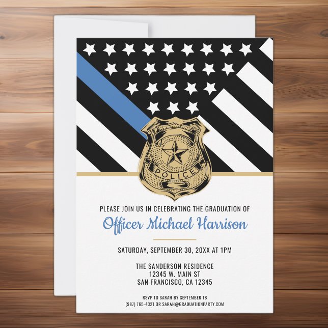 Invitación Graduación policial, aplicación de la ley de la Lí (Police Graduation Thin Blue Line Law Enforcement Invitation)