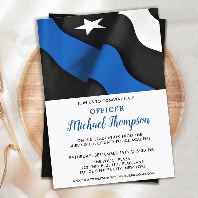 Invitación Graduación policial Bandera estadounidense Línea A (Subido por el creador)