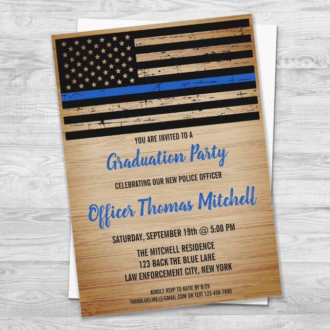 Invitación Graduación policial Bandera estadounidense Línea A (Subido por el creador)