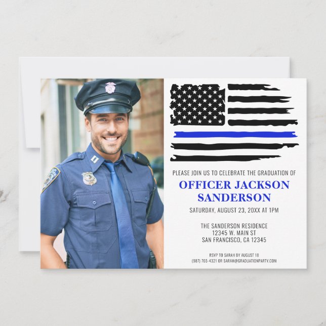 Invitación Graduación policial, foto de aplicación de la ley  (Anverso)