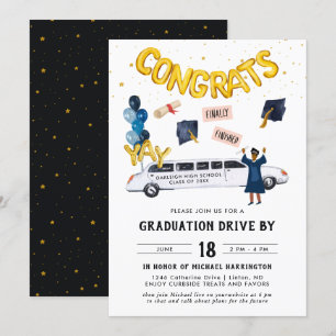 Invitación Graduación Por Fiesta Del Desfile   Limo blanco