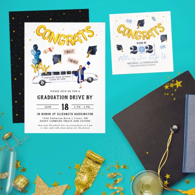Invitación Graduación Por Fiesta Del Desfile | Limo blanco (Subido por el creador)