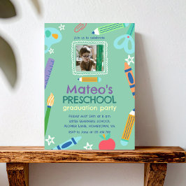 Invitación Graduación Preescolar de Diversión Colorida