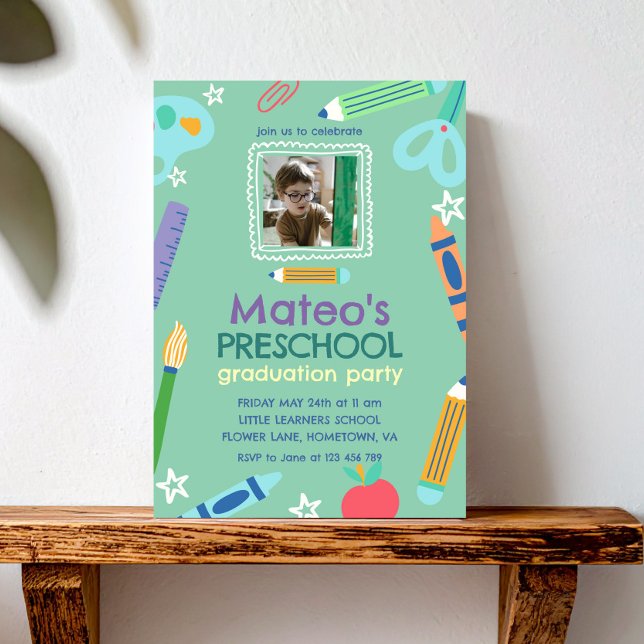 Invitación Graduación Preescolar de Diversión Colorida (Subido por el creador)